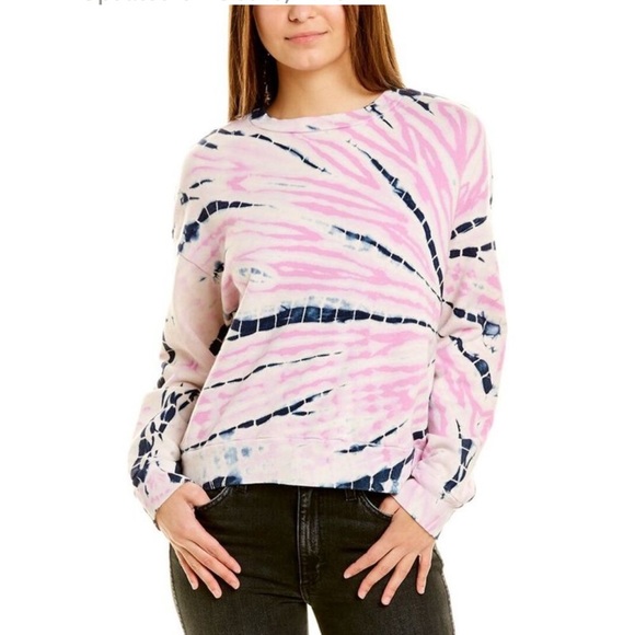 Monrow- Pink Navy Tie Dye Sweatshirt - Small - Picture 1 of 6